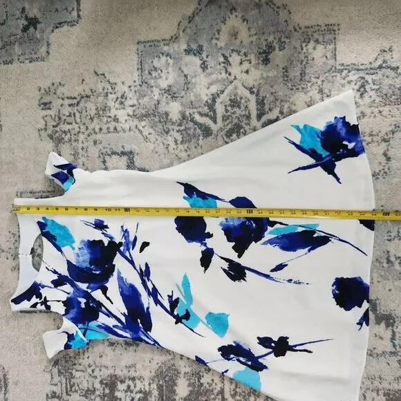 Lauren Ralph Lauren Womens 6 Cold Sholder Cut-Out Floral Crepe Shift Dress Blue - Picture 13 of 16